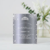 Sweet 16 Silber Glitzer Tiara Einladung (Stehend Vorderseite)