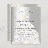 Sweet 16 silber Gold Einladung (Vorne/Hinten)