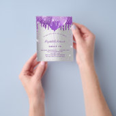 Sweet 16 silber lila Haushaltseinladung Flyer (Gruppe)