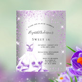 Sweet 16 Silber lila Kleidung Einladung Flyer