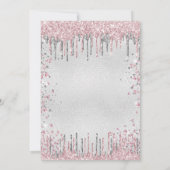Sweet 16 silber pink Glitzer Tropfen glamourös Einladung (Rückseite)