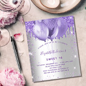 Sweet 16 silber violett Haushaltseinladung Flyer
