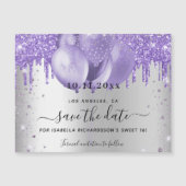 Sweet 16 silber violett speichern Sie die Datumska Magneteinladung (Vorderseite)