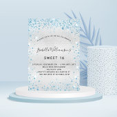 Sweet 16 silberblau Glitzer elegantes Party Einladung