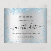 Sweet 16 silberblaue Save the Date-Karte (Vorderseite)