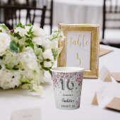 Sweet 16 silberfarbene Glitzer Glitzern Party Pappbecher