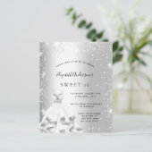 Sweet 16 Silberkleid Glitzer Einladung (Stehend Vorderseite)