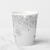 Sweet 16 silberne Glitzer-Monogramm-Bezeichnung Pappbecher (Links)