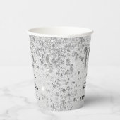 Sweet 16 silberne Glitzer-Monogramm-Bezeichnung Pappbecher (Rechts)