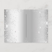 Sweet 16 silberne Kleid Glitzer glamourös Einladun Postkarte (Rückseite)