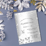 Sweet 16 silberne Kleid Glitzer glamourös Einladun Postkarte<br><div class="desc">Eine moderne,  stilvolle und glamouröse Einladung zu einer Sweet 16. Geburtstagsfeier. Ein Imitat silber metallisch aussehender Hintergrund mit Imitaten Glitzer Staub und ein Kleid. Der Name ist mit einem modernen handgeschriebenen Stilskript geschrieben. Personalisieren Sie Ihre Party-Daten und fügen Sie sie hinzu.</div>