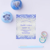 Sweet 16 silberne königsblaue Haushaltseinladung Flyer (Einzeln)
