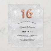 Sweet 16 silberne Rose Gold Einladung (Vorne/Hinten)