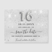 Sweet 16 silbernes Glitzer Party speichern Sie den Magnetkarte (Vorderseite)