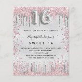Sweet 16 silberrosa Glitzer Einladung Flyer (Vorne)