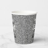 Sweet 16 Silver Black Glitzer Personalisiert Pappbecher (Rechts)