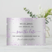Sweet 16 silver purple save the date (Stehend Vorderseite)