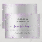 Sweet 16 silver purple save the date (Vorne/Hinten)