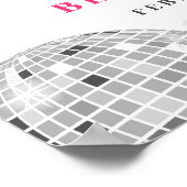 Sweet 16 Silver Retro Disco PINK Glitzer willkomme Poster (Ecke)