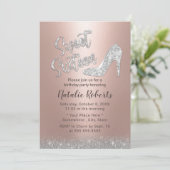 Sweet 16 Silver & Rose Gold Glitzer Girl Birthday Einladung (Stehend Vorderseite)