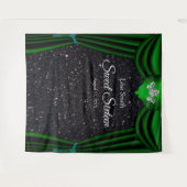 Sweet 16 Silver Rose Green Vorhang Schwarzer Glitz Wandteppich (Vorderseite (Horizontal))