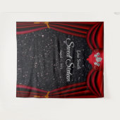 Sweet 16 Silver Rose Roter Vorhang Schwarzer Glitz Wandteppich (Vorderseite (Horizontal))