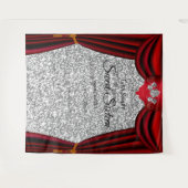 Sweet 16 Silver Rose Roter Vorhang Silberner Glitz Wandteppich (Vorderseite (Horizontal))