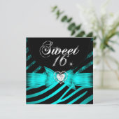 Sweet 16 Sixteen Aqua Blue Zebra Einladung (Stehend Vorderseite)