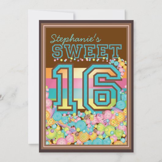 Sweet 16 Sixteen Candy Collection in Aquamarin & B Einladung (Vorderseite)