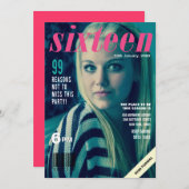 Sweet 16 Sixteen Magazine Cover Foto Einladung (Vorne/Hinten)