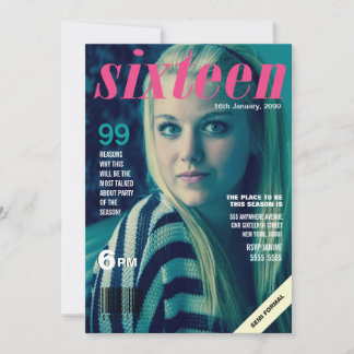 Sweet 16 Sixteen Magazine Cover Foto Einladung