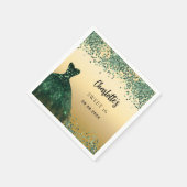 Sweet 16 Smaragdgrün Kleid Gold Serviette (Ecke)