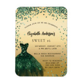 Sweet 16 Smaragdgrün Kleid Luxus Einladung Magnet (Vertikal)