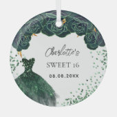 Sweet 16 smaragdgrünes Kleid Ornament Aus Glas (Vorderseite)
