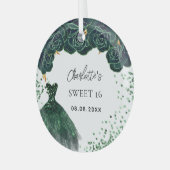 Sweet 16 smaragdgrünes Kleid Ornament Aus Glas (Vorderseite links)