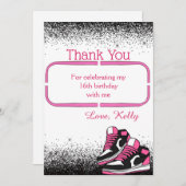 Sweet 16 Sneaker Geburtstag, Glitzer Dankeskarte (Vorne/Hinten)