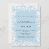 Sweet 16 snowflakes blue elegant winter party einladung (Vorderseite)