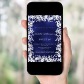 Sweet 16 snowflakes blue elegant winter party einladung