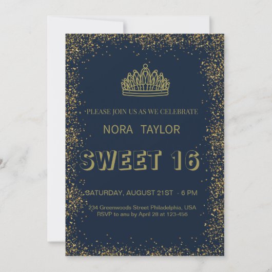 "Sweet 16 Soirée: Glam, Glitz und Gute Zeiten!" Einladung (Vorderseite)