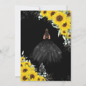Sweet 16 Sonnenblumen Blütenblume Silber Schwarzes Einladung (Rückseite)