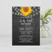 Sweet 16 Sonnenblumen & Streichellichter Vintages Einladung (Stehend Vorderseite)