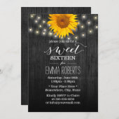 Sweet 16 Sonnenblumen & Streichellichter Vintages Einladung (Vorne/Hinten)
