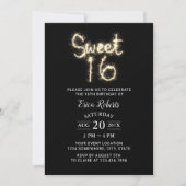 Sweet 16 Sparkler Modern Gold Glitzer Geburtstag Einladung (Vorderseite)