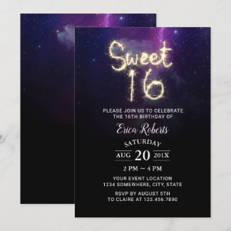 Sweet 16 Sparkler Sommer Stars Geburtstagsparty Einladung