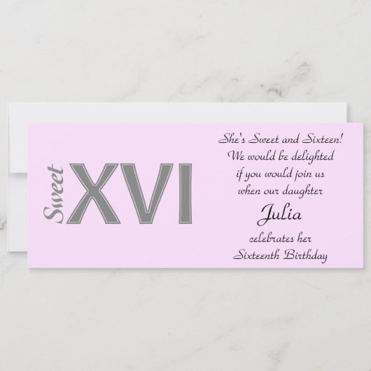 Sweet 16 Special Birthday XVI Party Einladung (Vorderseite)