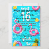 Sweet 16 Splash Bash: Poolseitige Party Einladung (Vorderseite)