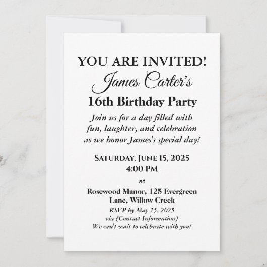 Sweet 16 Splash Bash: Poolseitige Party Einladung (Vorderseite)