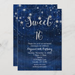 Sweet 16 Starry Night Silver & Blue Einladung<br><div class="desc">Sweet 16 Starry Night Silver & Blue Einladung. Passen Sie für jedes Ereignis auf beiden Seiten jede gewollt Art an.</div>