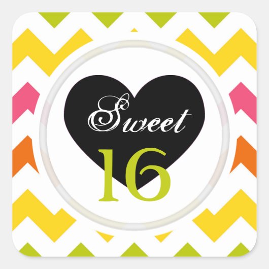 Sweet 16 Stickers: Summer Pastel Zickzack Print Quadratischer Aufkleber (Vorderseite)