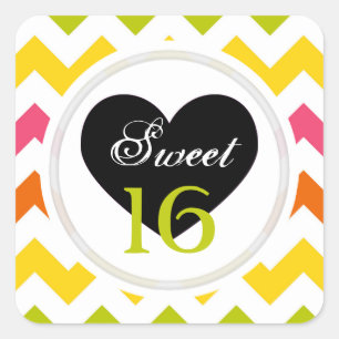Sweet 16 Stickers: Summer Pastel Zickzack Print Quadratischer Aufkleber